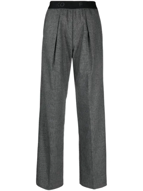 PINKO logo-waistband checked trousers