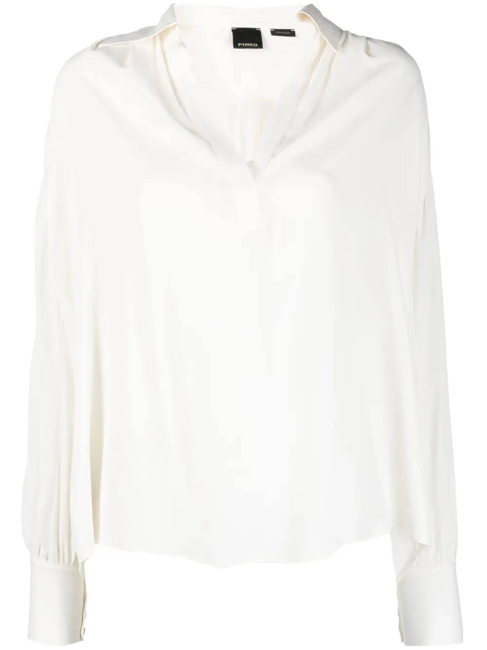 Pinko Split-neck Long-sleeve Blouse In White