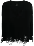 PINKO ripped V-neck knitted jumper - Black