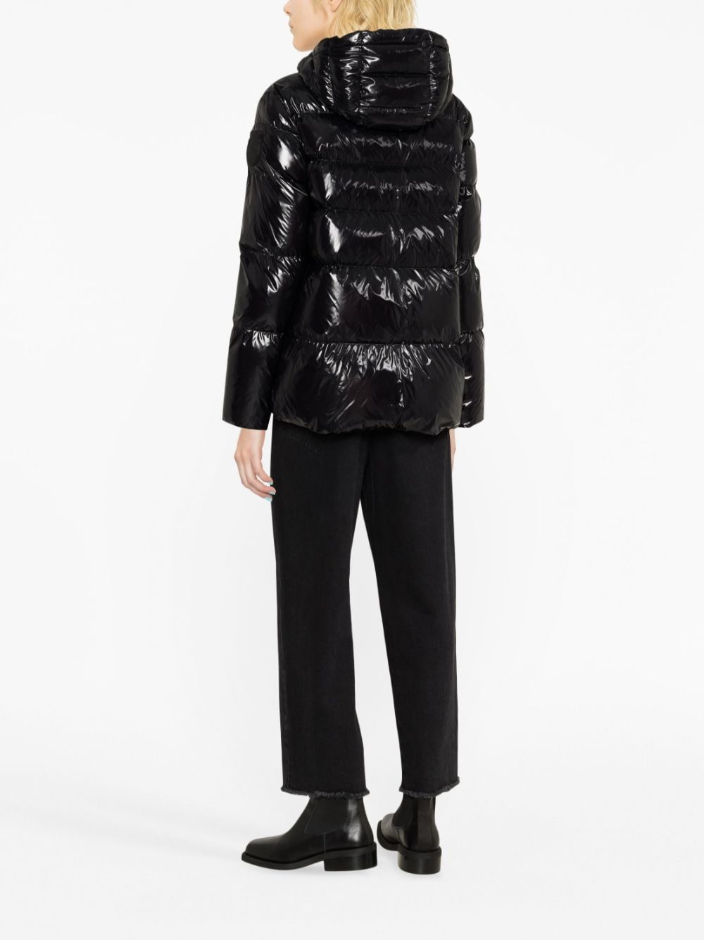 Shop Pinko Quilted Hooded Puffer Jacket In Black