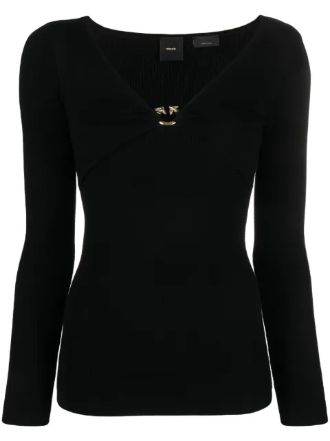 PINKO Love Birds ribbed-knit top