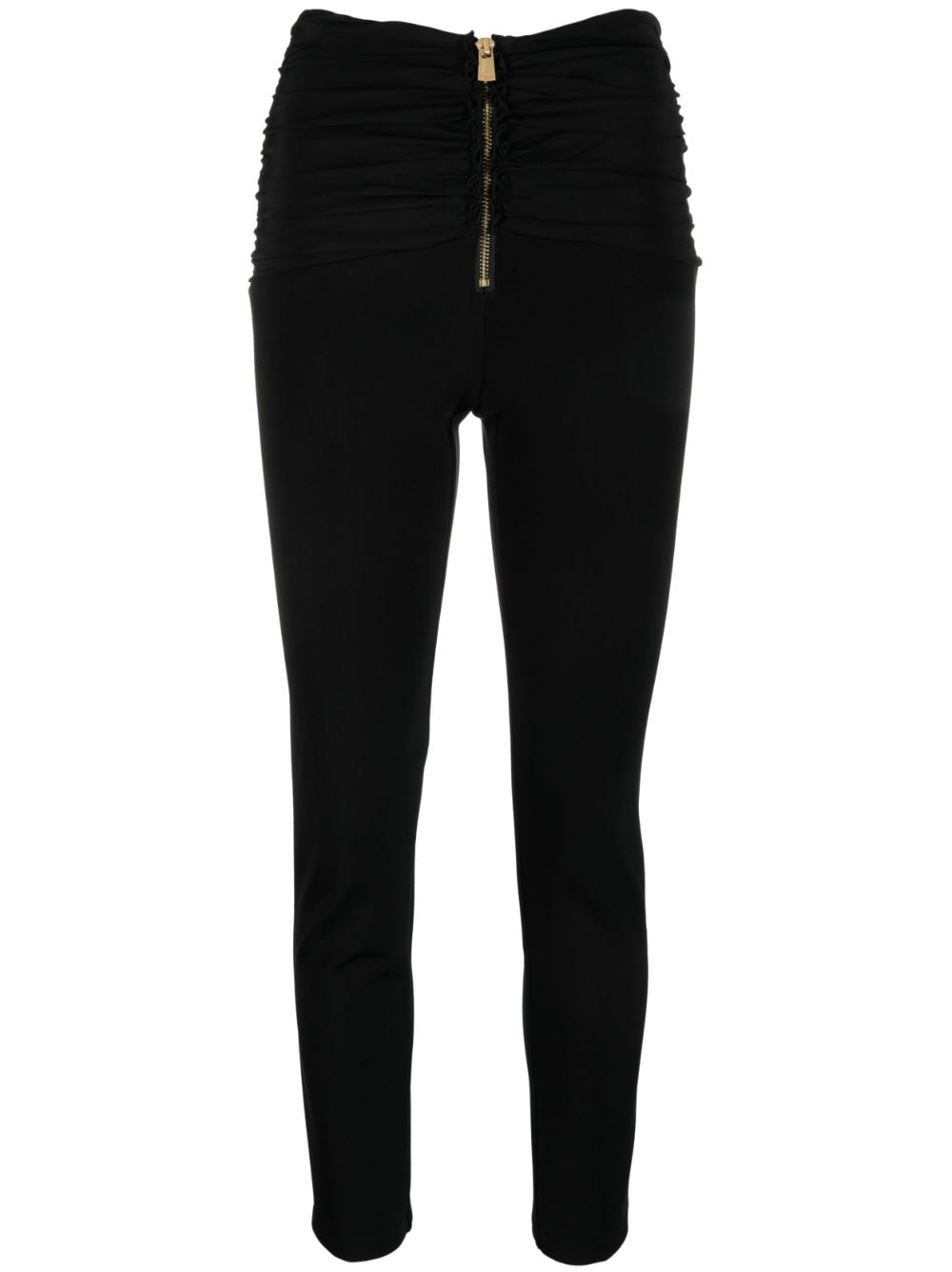 PINKO gathered-detailed slim-fit trousers - Black