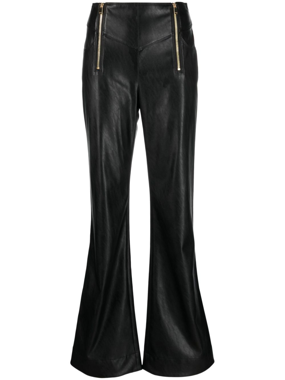 Pinko Faux-leather Flared Trouser In Black