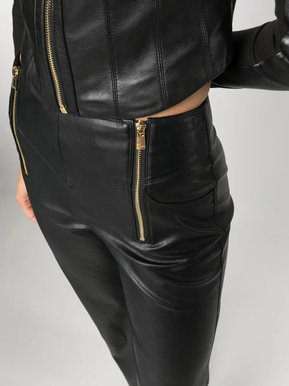 PINKO Flared broek van imitatieleer Zwart
