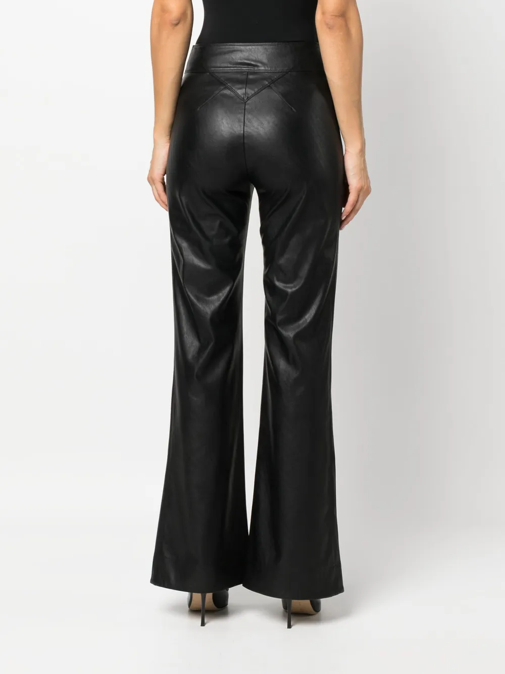 PINKO Flared broek van imitatieleer Zwart