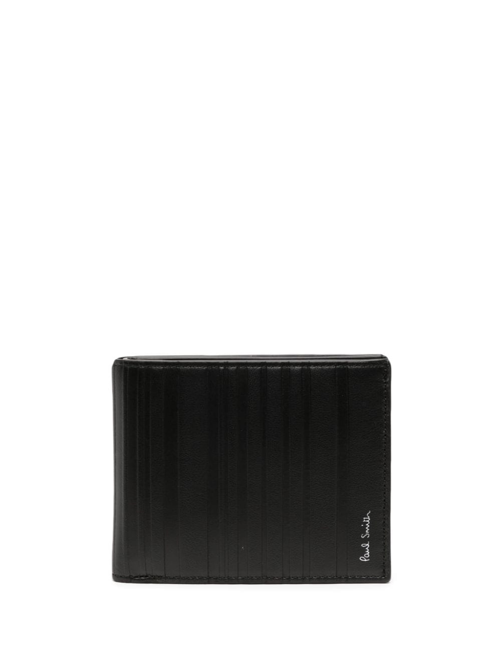 Shadow-Stripe leather bi-fold wallet