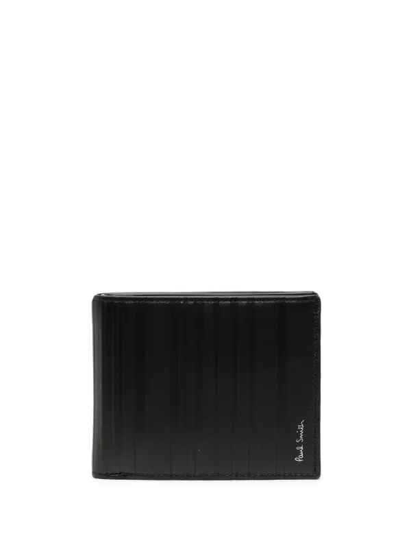 Paul Smith Shadow-Stripe Leather Bi-Fold Wallet - Black