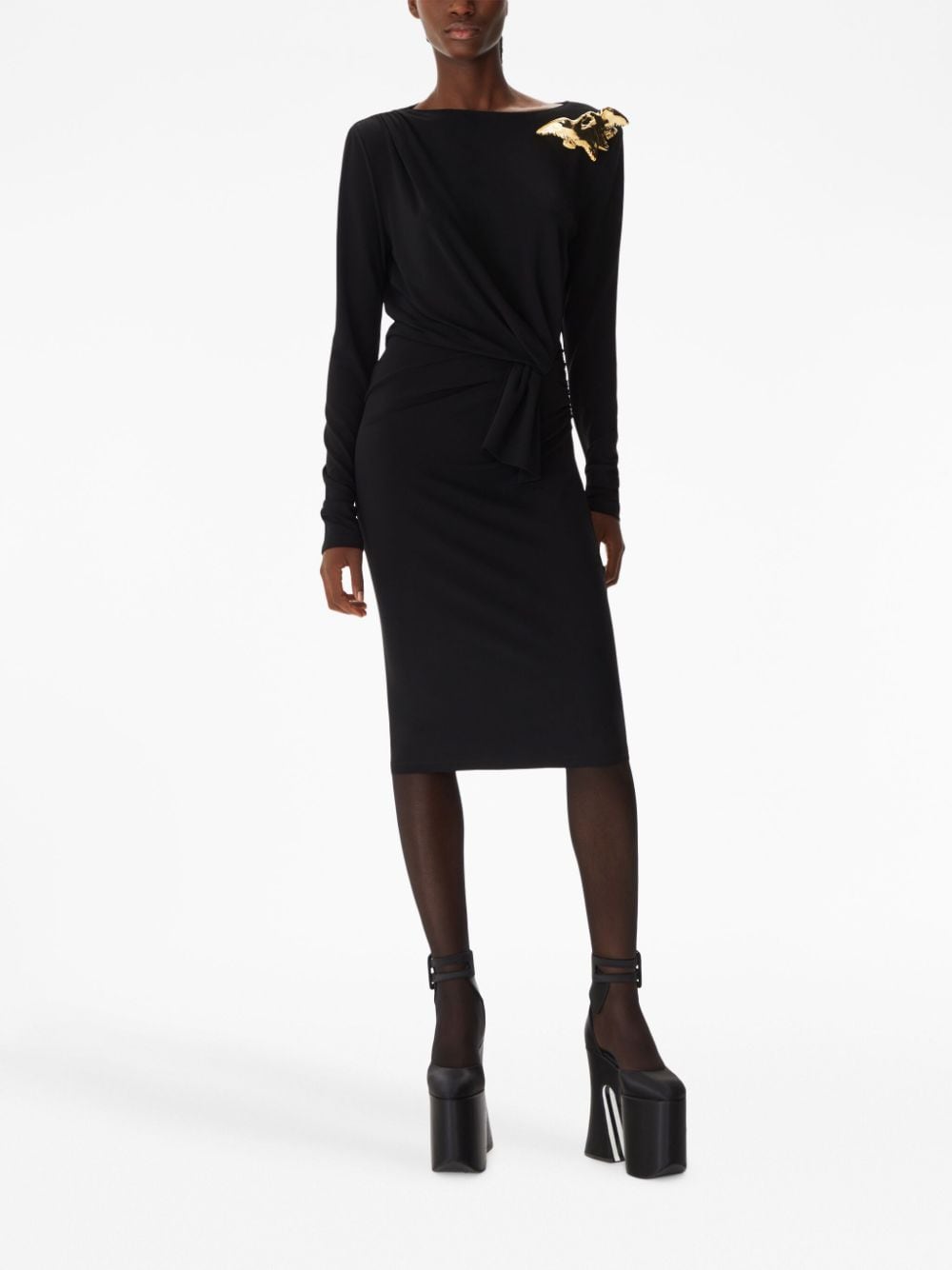 Nina Ricci bow-detailing long-sleeve dress - Zwart