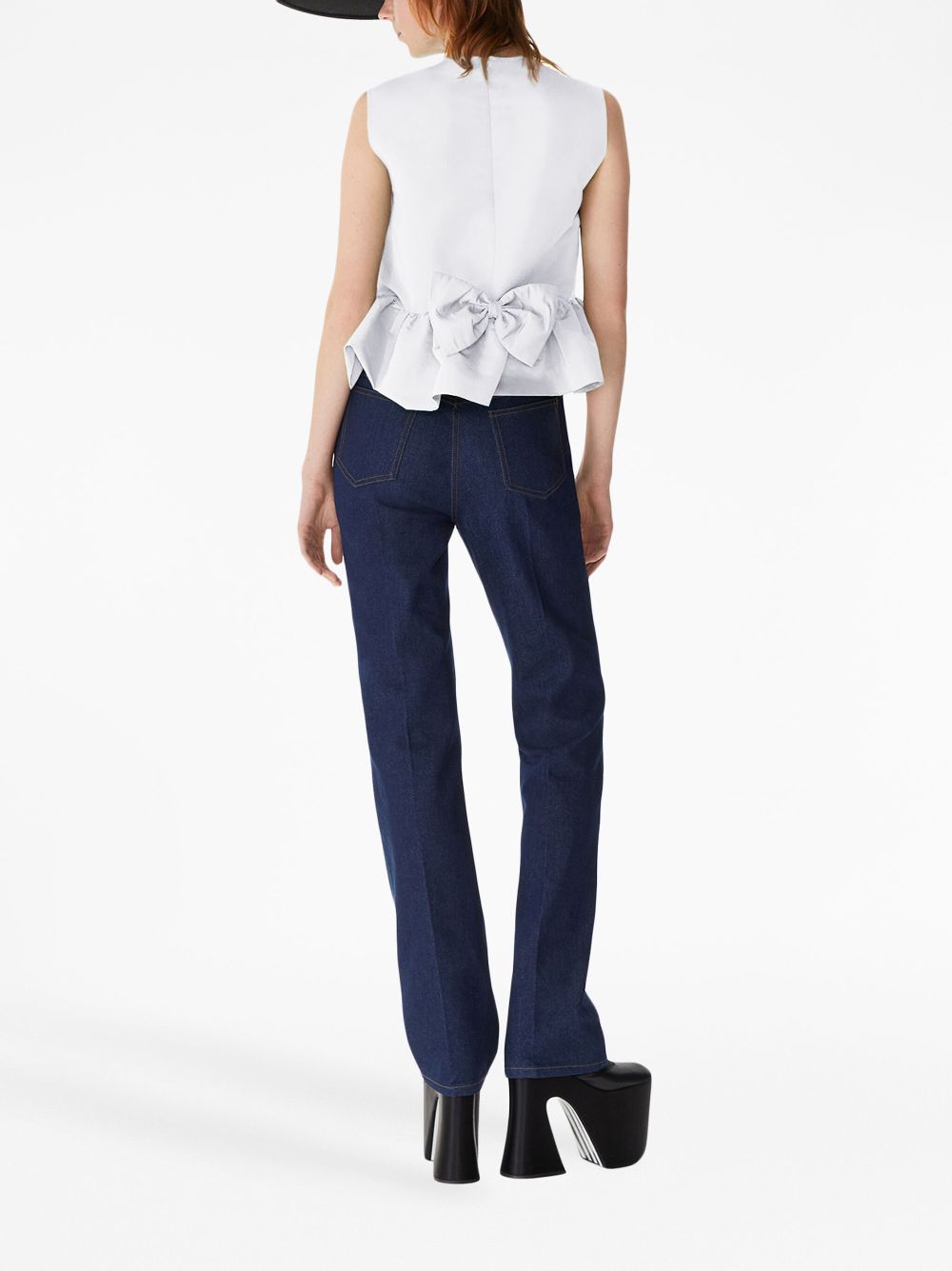 Nina Ricci bow-detail peplum sleeveless cotton top Women