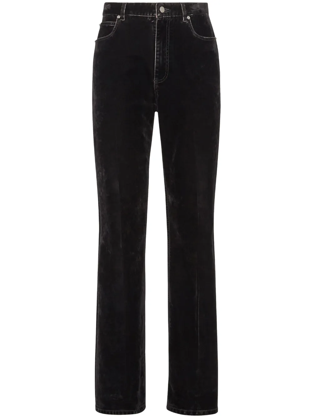 Ferragamo Logo-patch Straight-leg Trousers In Black