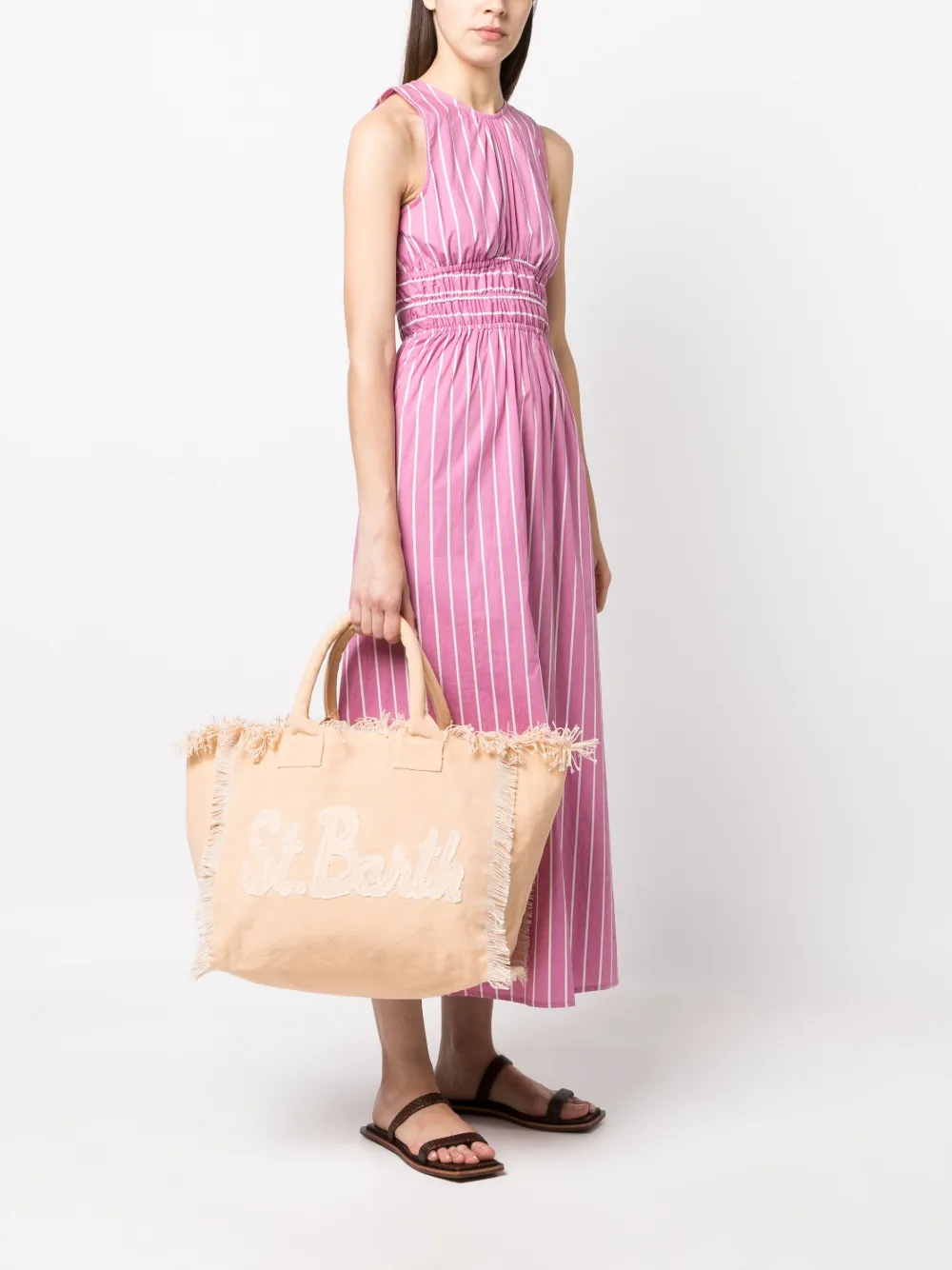 MC2 Saint Barth Vanity logo-patch beach bag - Beige