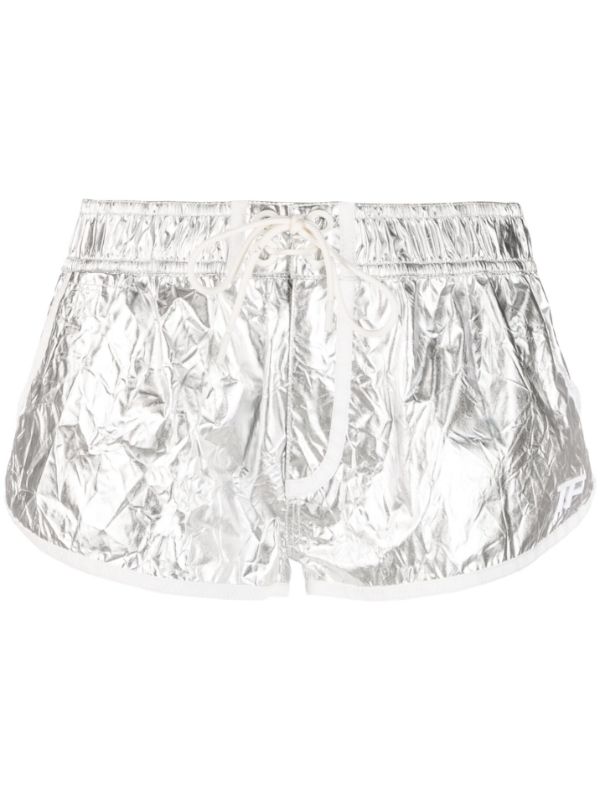 Metallic silver hot sale running shorts