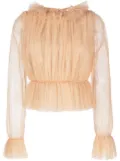 KHAITE long-sleeve tulle blouse - Neutrals