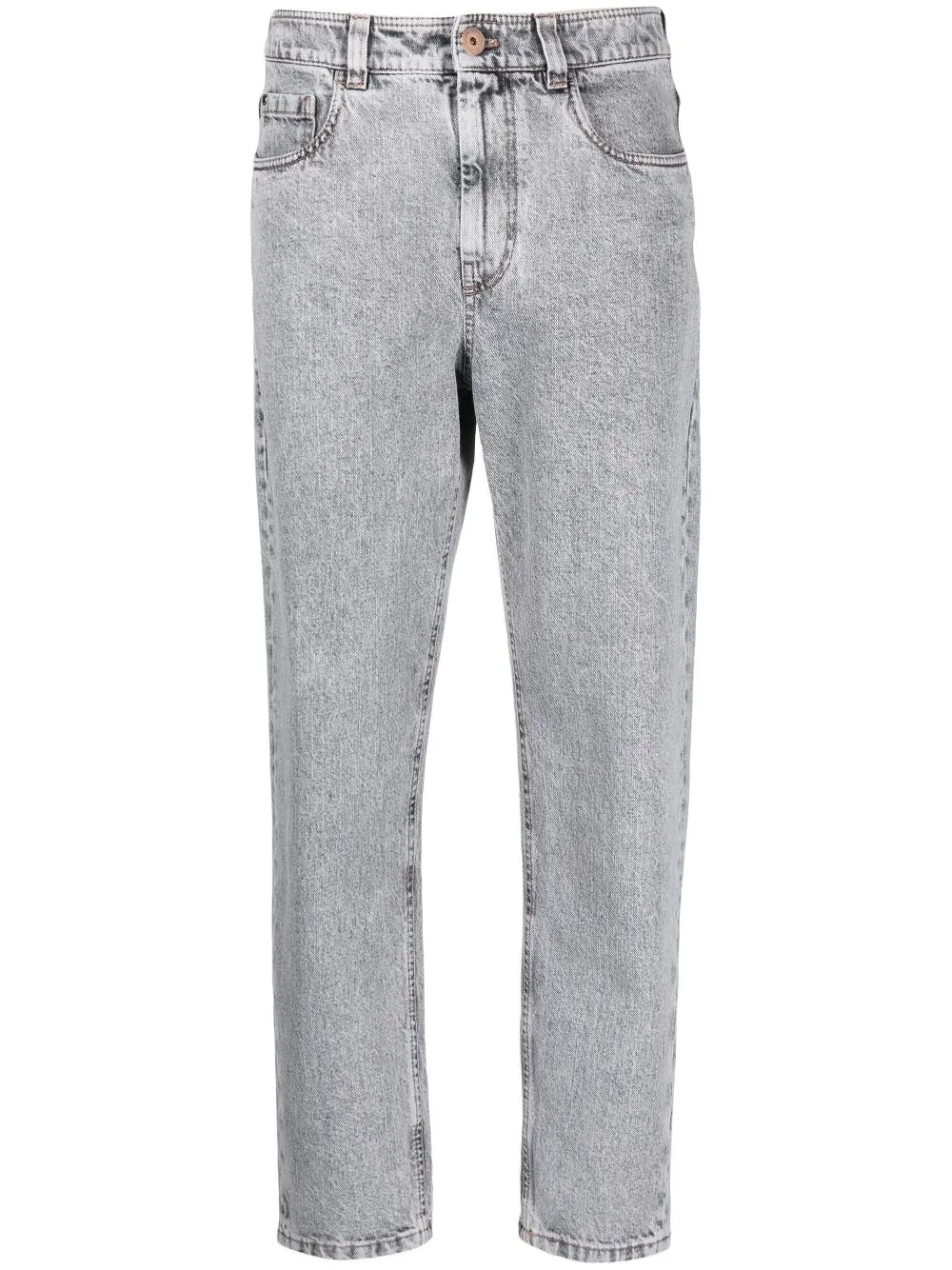 Brunello Cucinelli High-rise Tapered Jeans In Grey