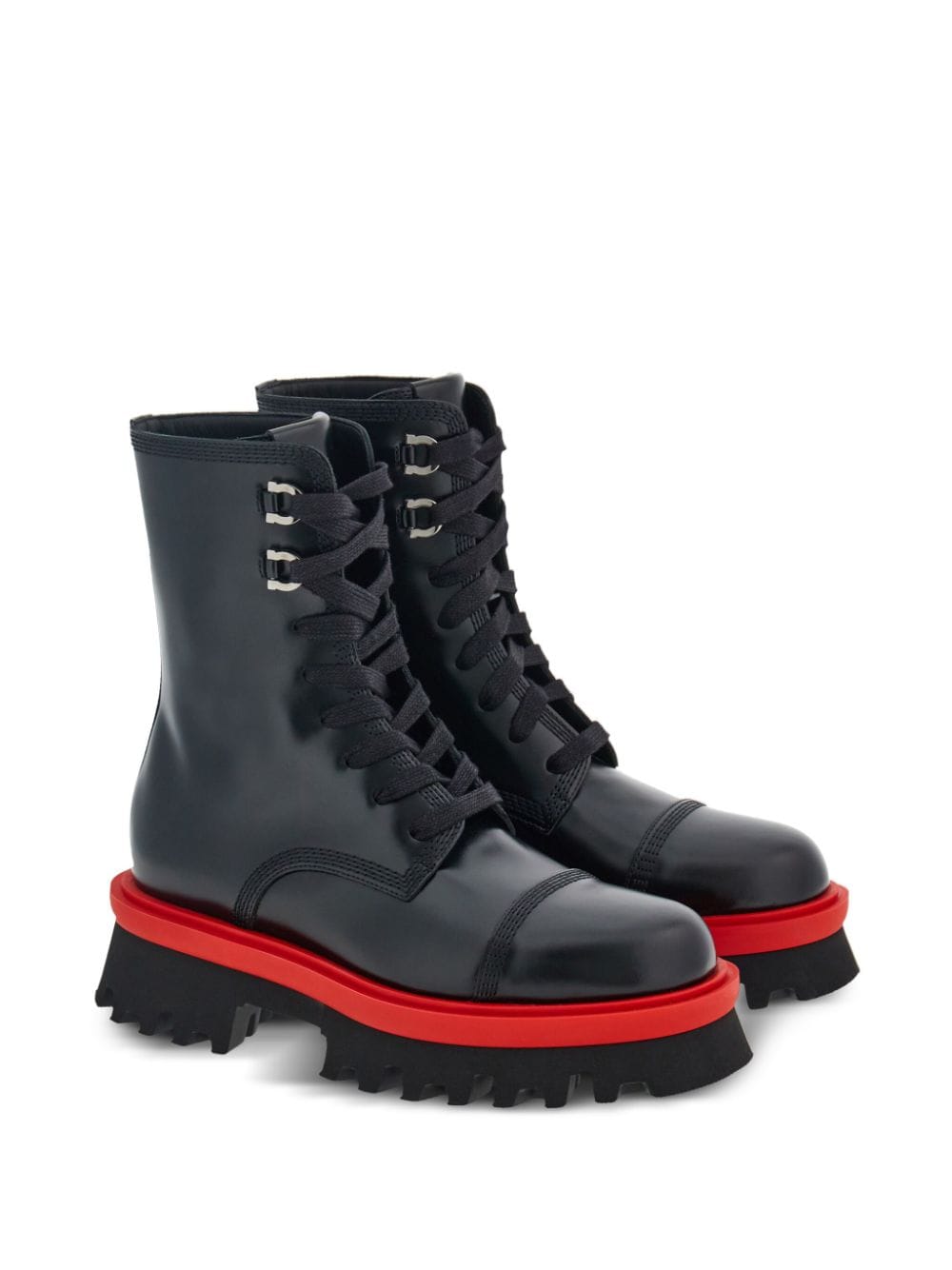 Shop Ferragamo Chunky Combat Boots In Black