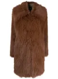 PINKO oversize-collar faux fur coat - Brown