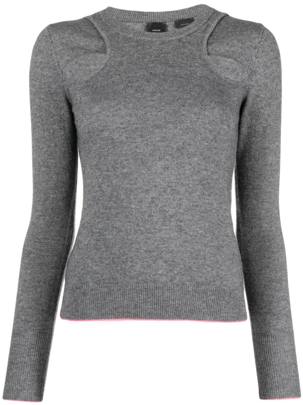 Shop Pinko Cut-out Wool-cashmere Jumper In Grey