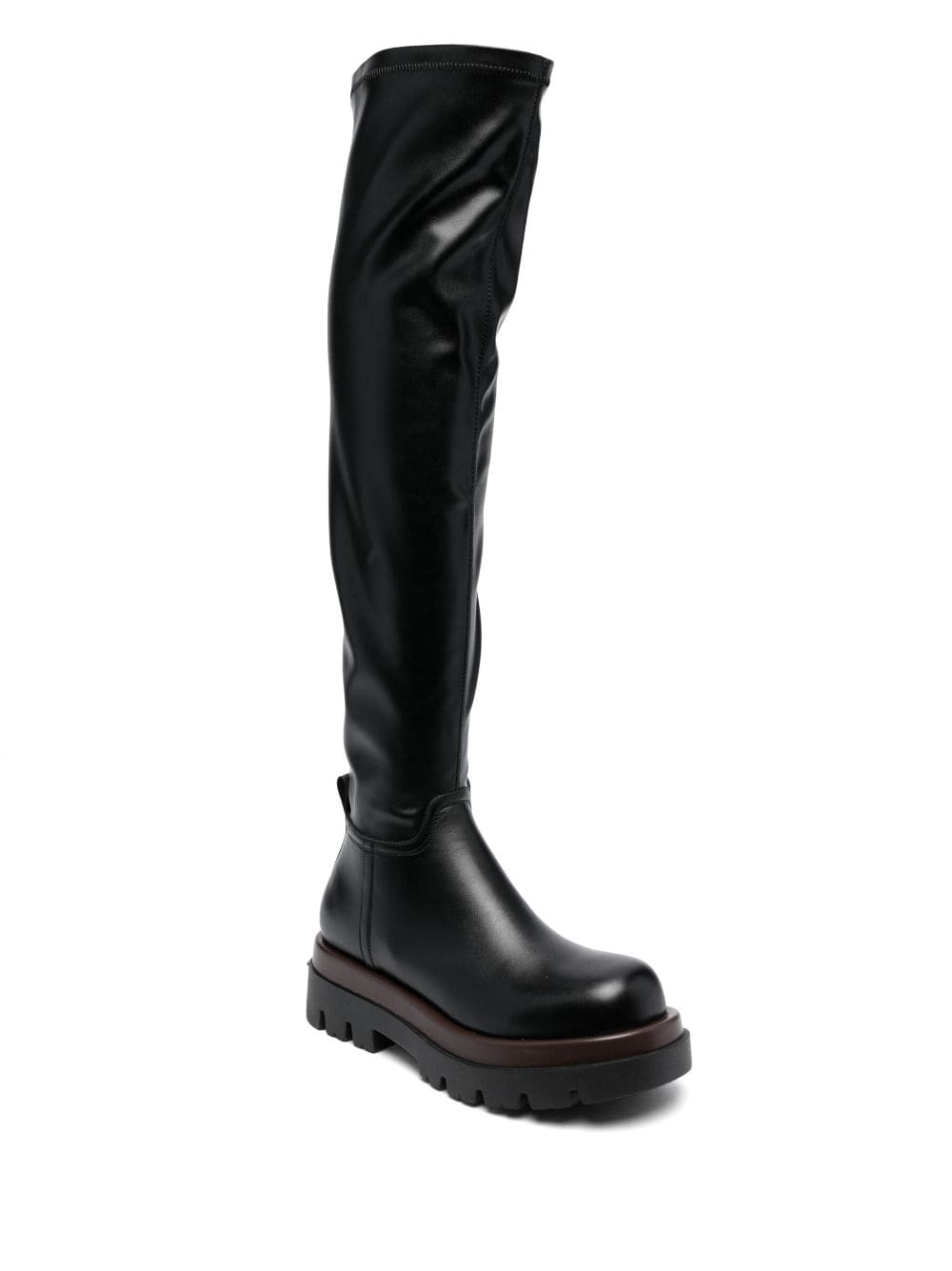 Shop Pinko Leather Knee-high Boots In Black