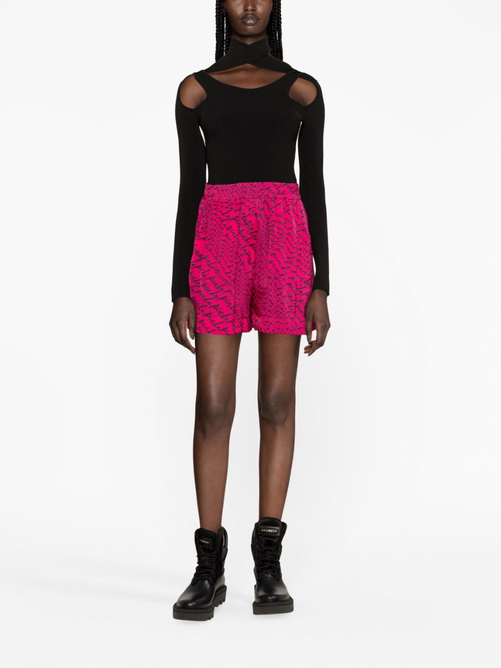 PINKO fluid logo-print shorts - Roze