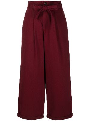 Burgundy hot sale cropped trousers