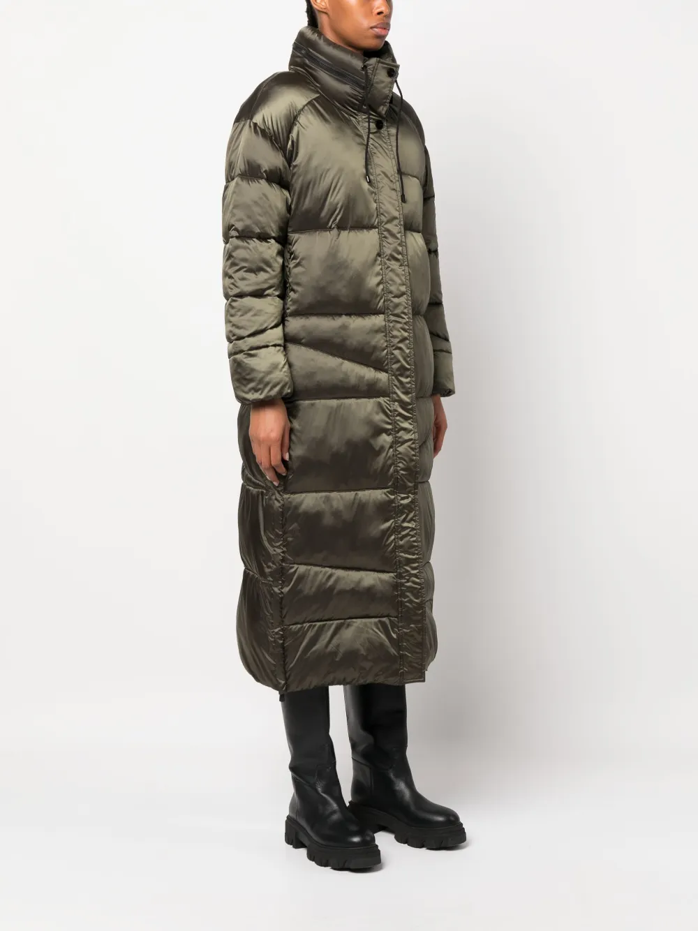 Pinko Long Puffer Coat In Green