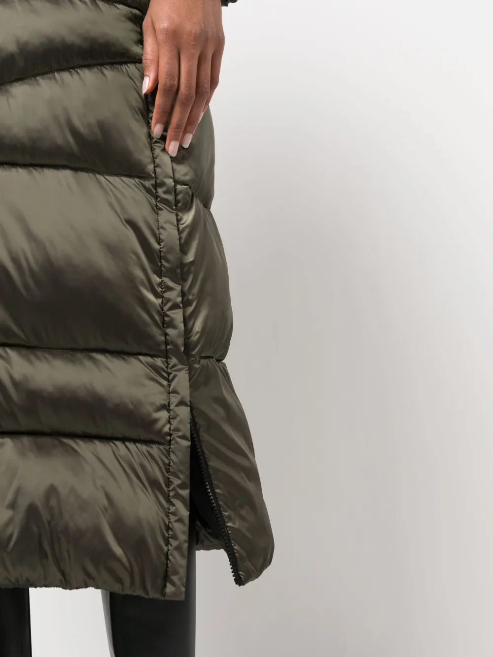 Pinko Long Puffer Coat In Green