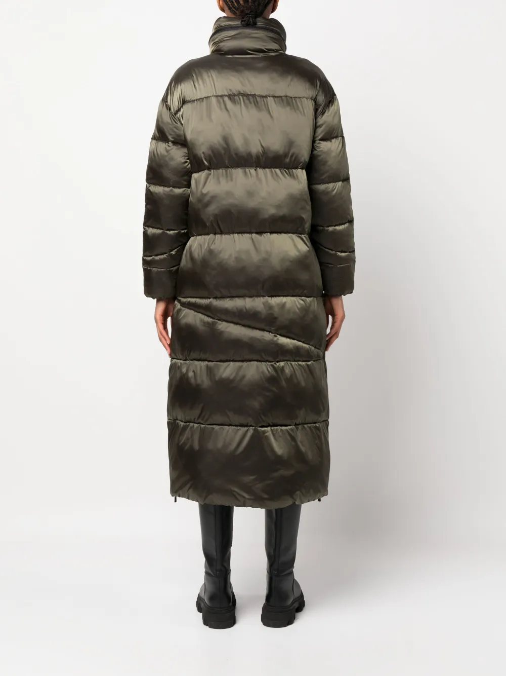 Pinko Long Puffer Coat In Green