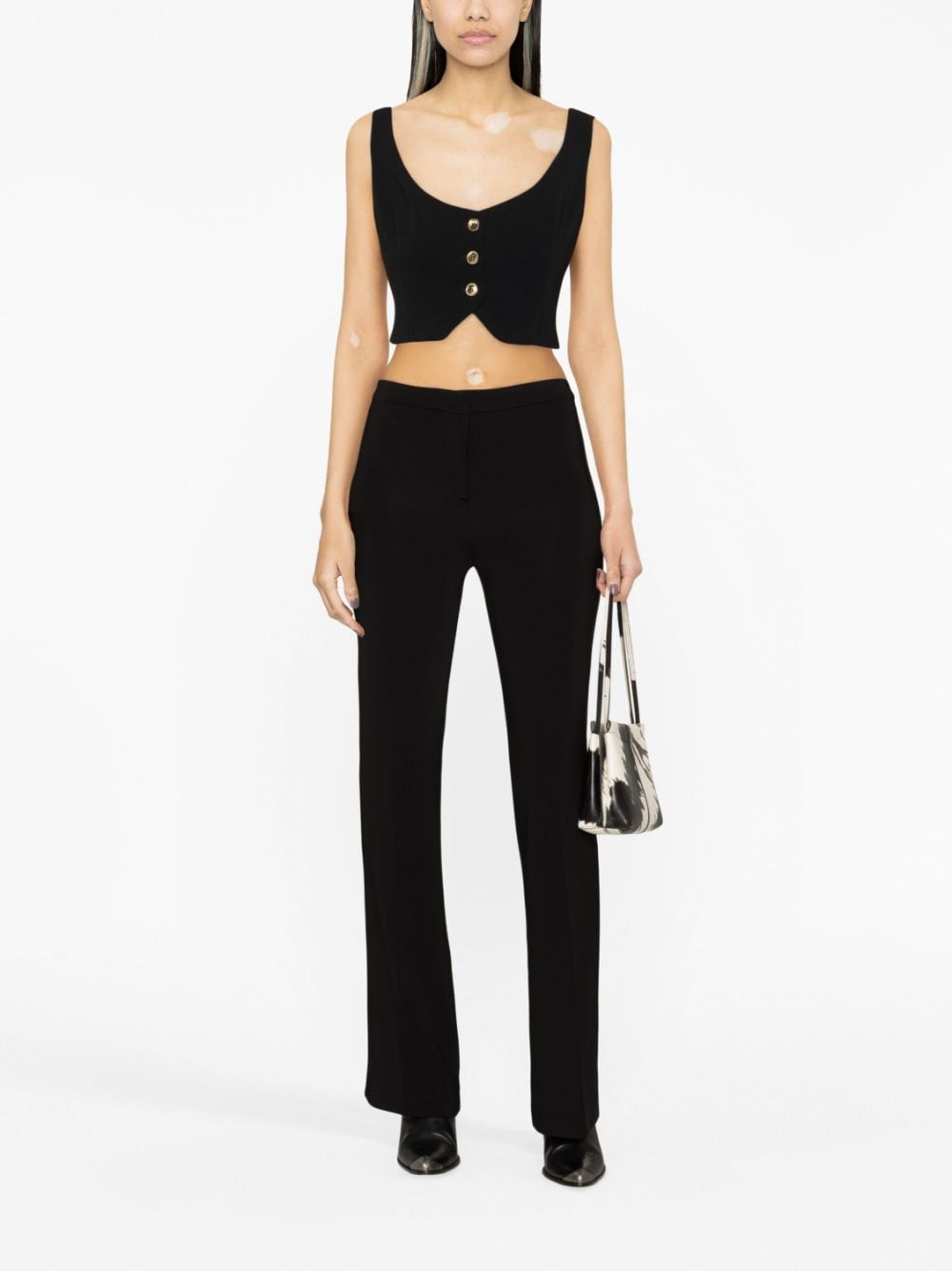 Shop Pinko Flared Stretch-jersey Trousers In Black
