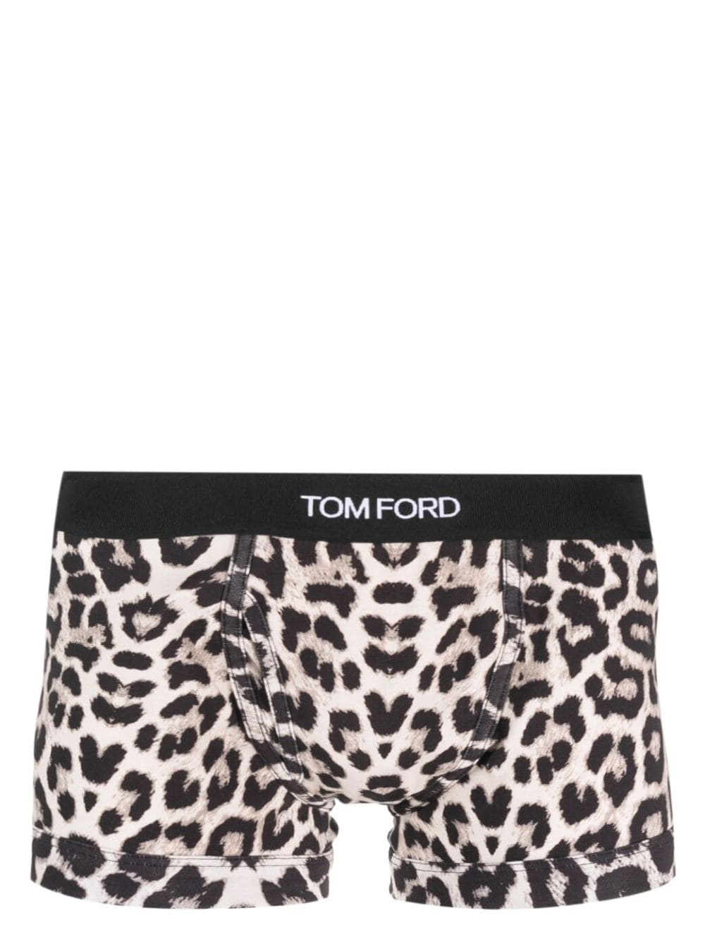 Shop Tom Ford Animal-print Stretch-cotton Boxers In Neutrals