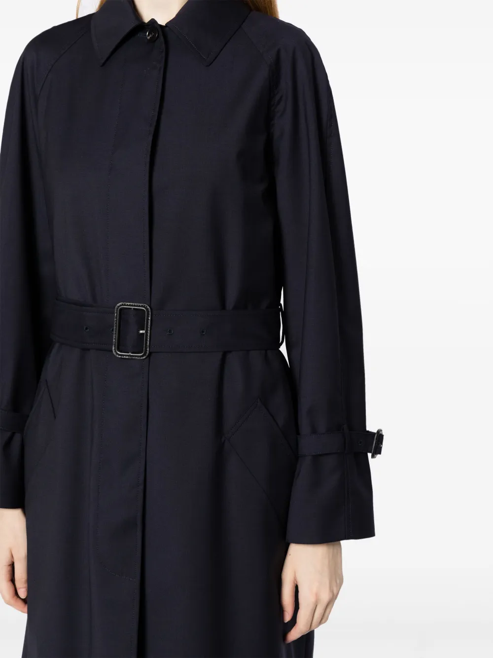 Shop Paul Smith Belted Wool Trench Coat In Blue