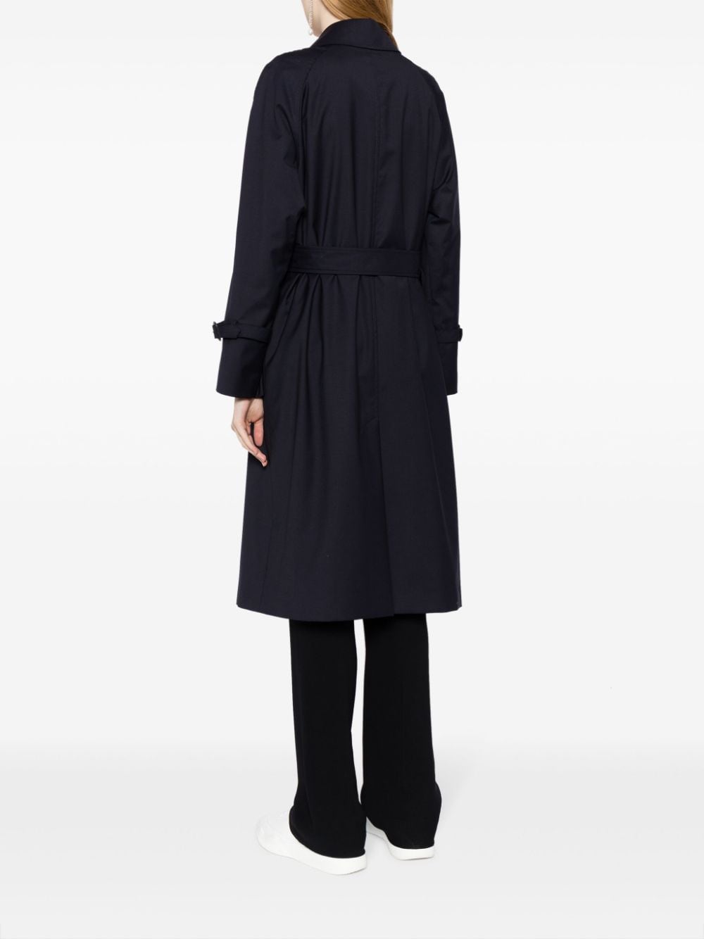 Shop Paul Smith Belted Wool Trench Coat In Blue