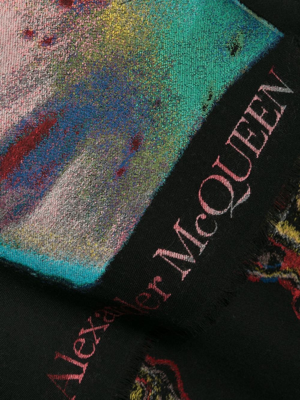 Alexander McQueen abstract-print scarf - Zwart