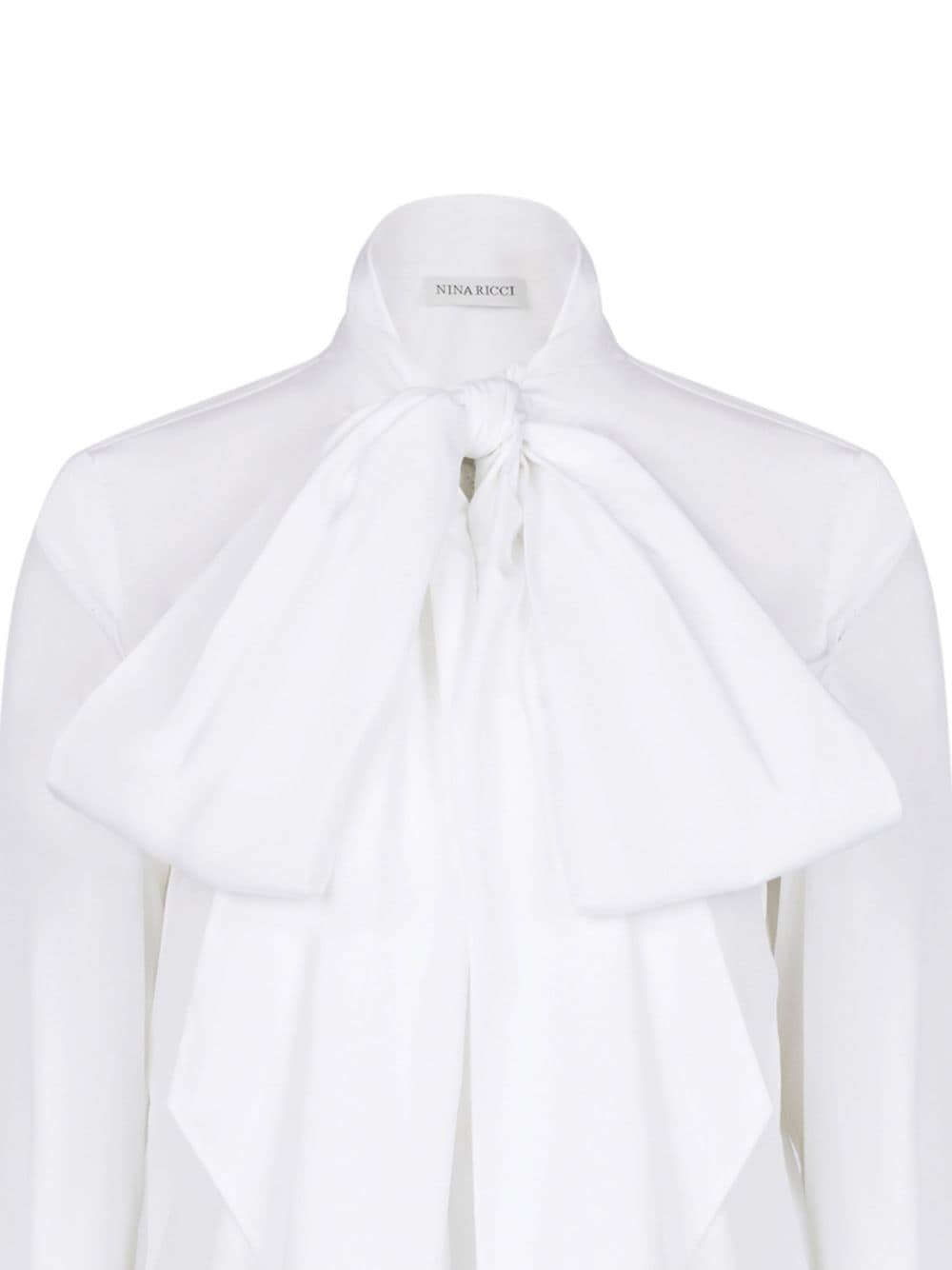 Shop Nina Ricci Pussy-blow Collar Cotton Shirt In White