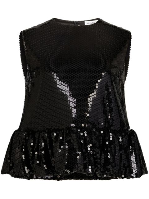 Nina Ricci sequin-embellished sleeveless peplum top Women