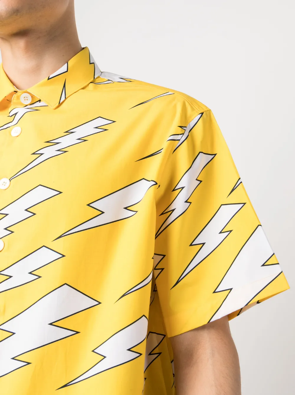 Neil Barrett Thunder-print Cotton Shirt In Yellow
