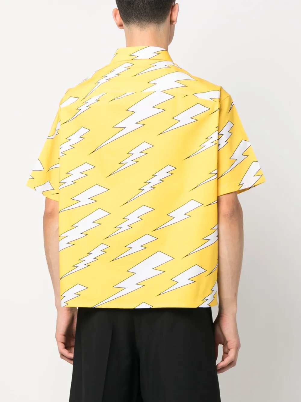 Neil Barrett Thunder-print Cotton Shirt In Yellow