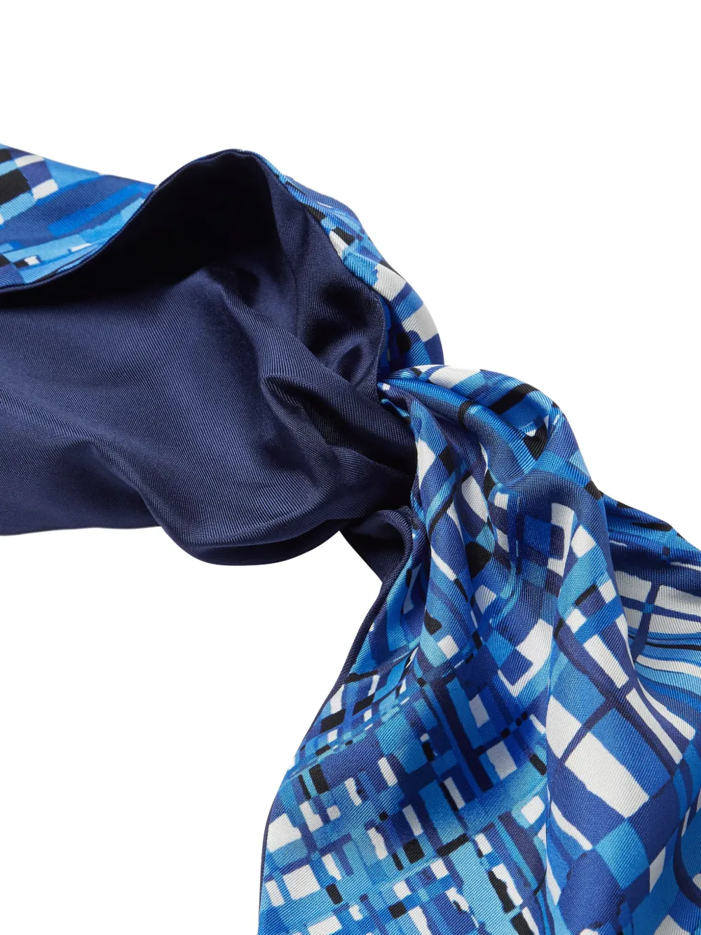 Ferragamo check-pattern silk headband - Blauw