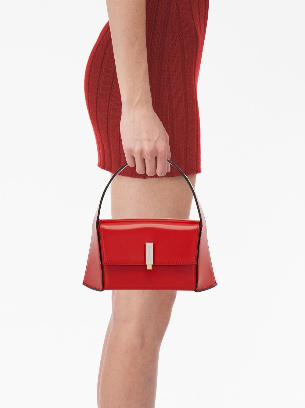 Shop Ferragamo Geometric Leather Shoulder Bag In Red
