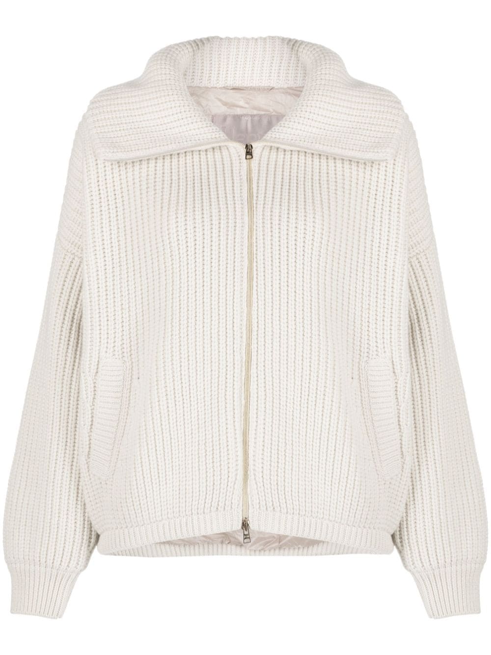 Shop Herno Chunky-knit Zip-up Cashmere Cardigan In Neutrals