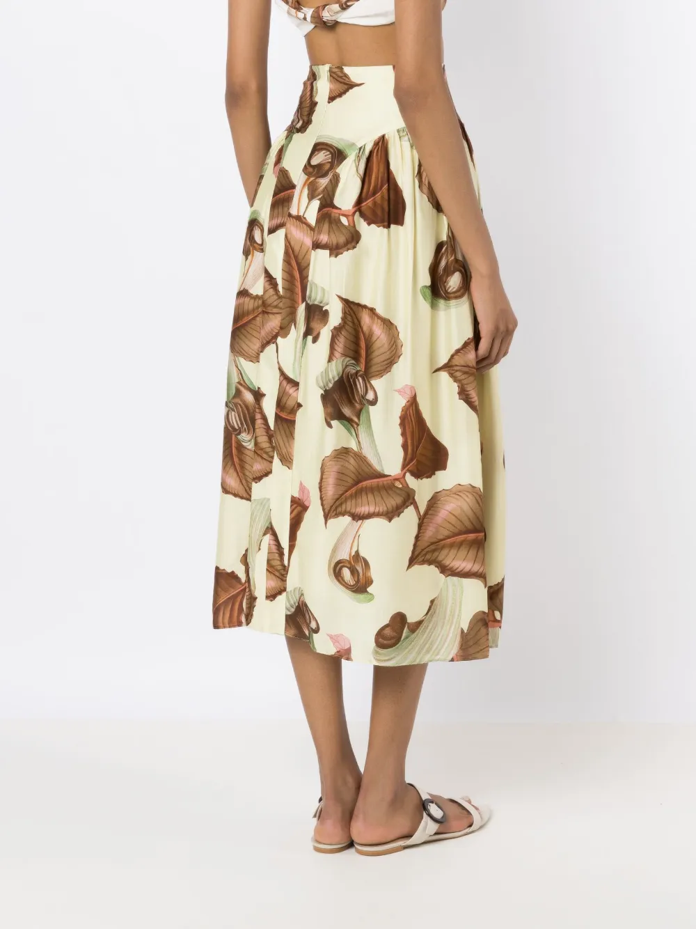 Shop Adriana Degreas Graphic-print High-waist Skirt In Green