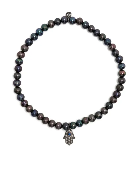 Sydney Evan 14kt gold diamond hamsa beaded bracelet