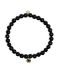 Sydney Evan 14kt yellow gold charm-detail onyx bracelet - Black