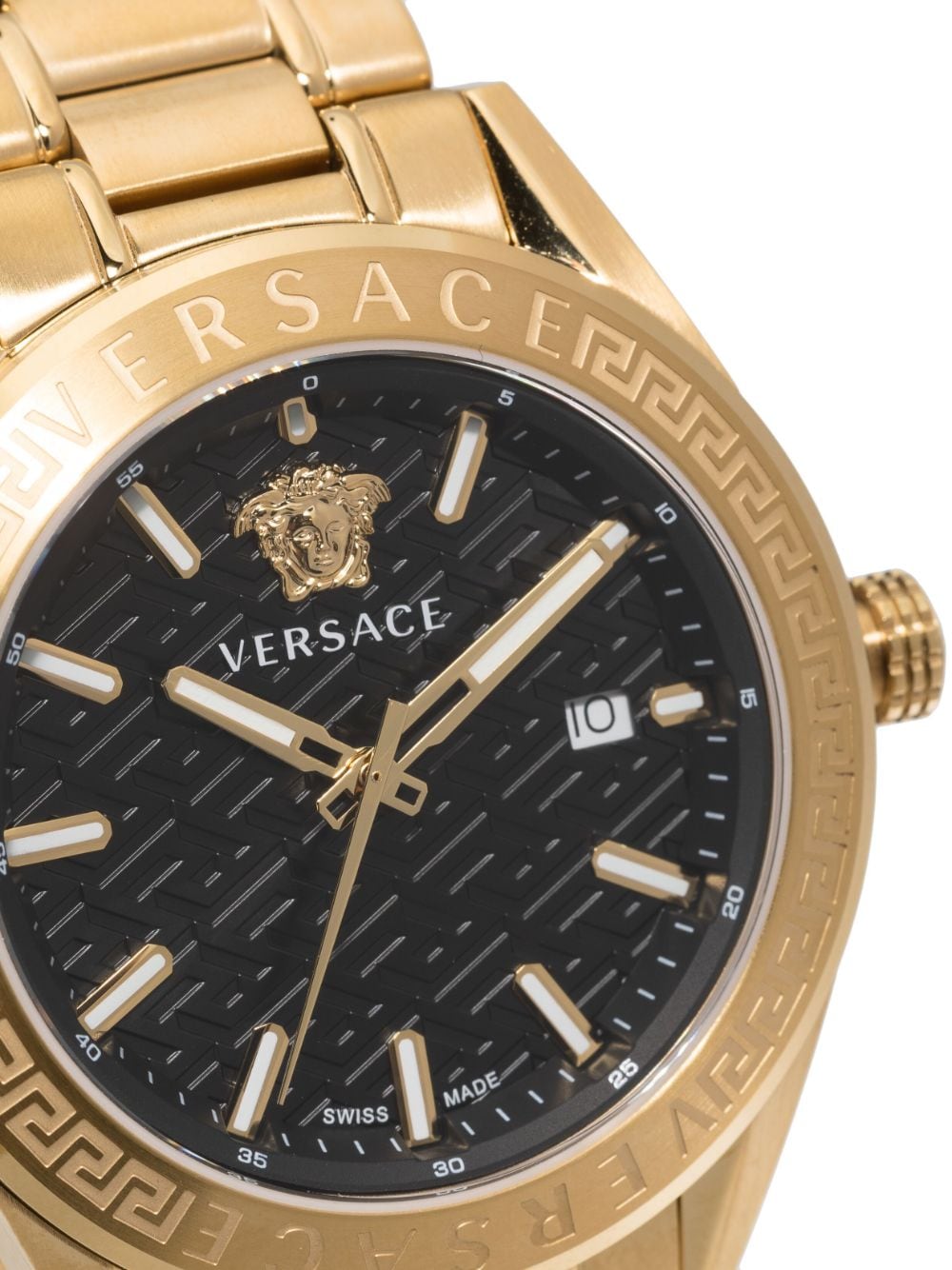 Shop Versace V-code 42mm In Schwarz