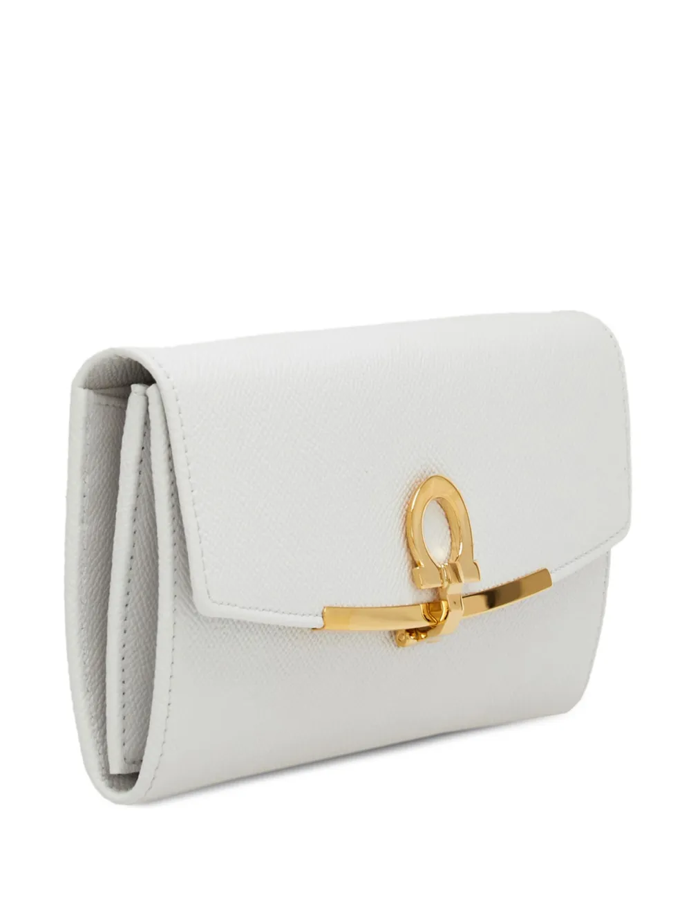 Ferragamo Gancini Continental Leather Wallet In White