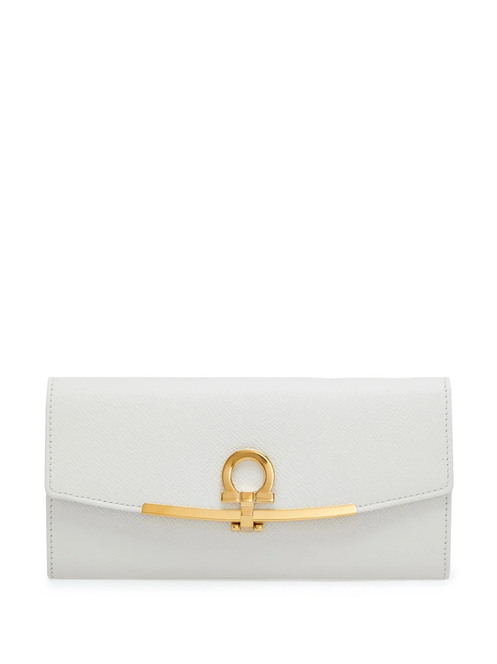 Ferragamo Gancini Continental Leather Wallet In White