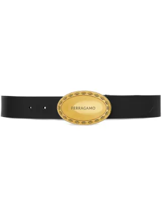 Ferragamo オーバルバックル ベルト | ブラック | FARFETCH JP