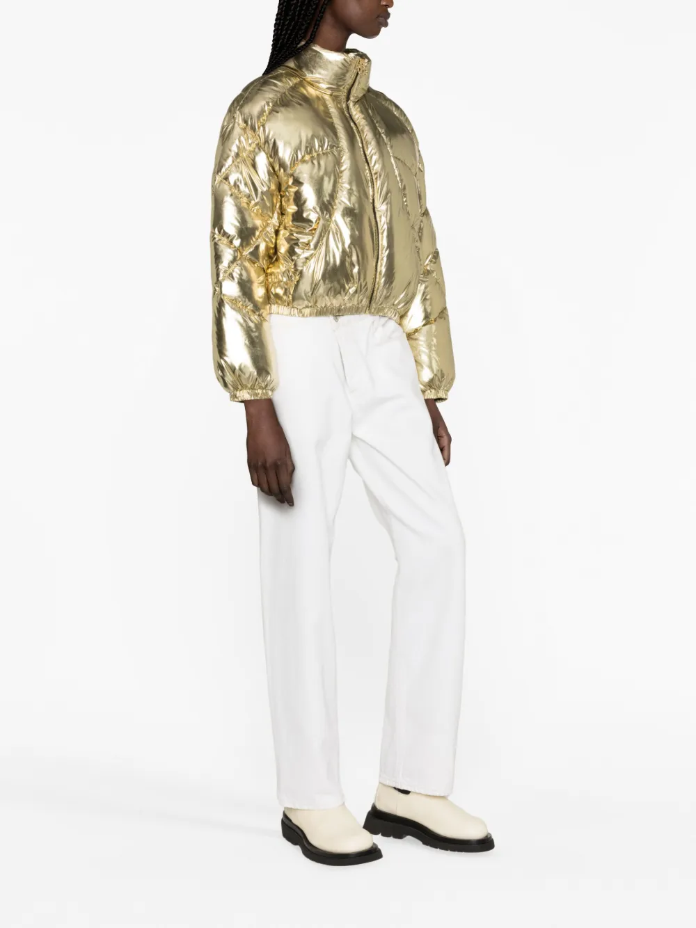 Gold metallic hot sale puffer jacket