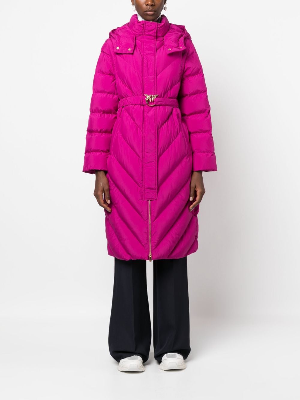 PINKO chevron-quilting Padded Hooded Coat - Farfetch