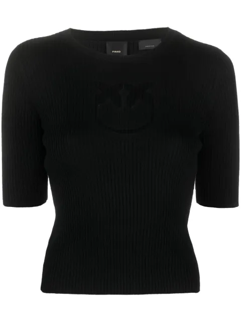 PINKO intarsia-knit logo ribbed-knit top