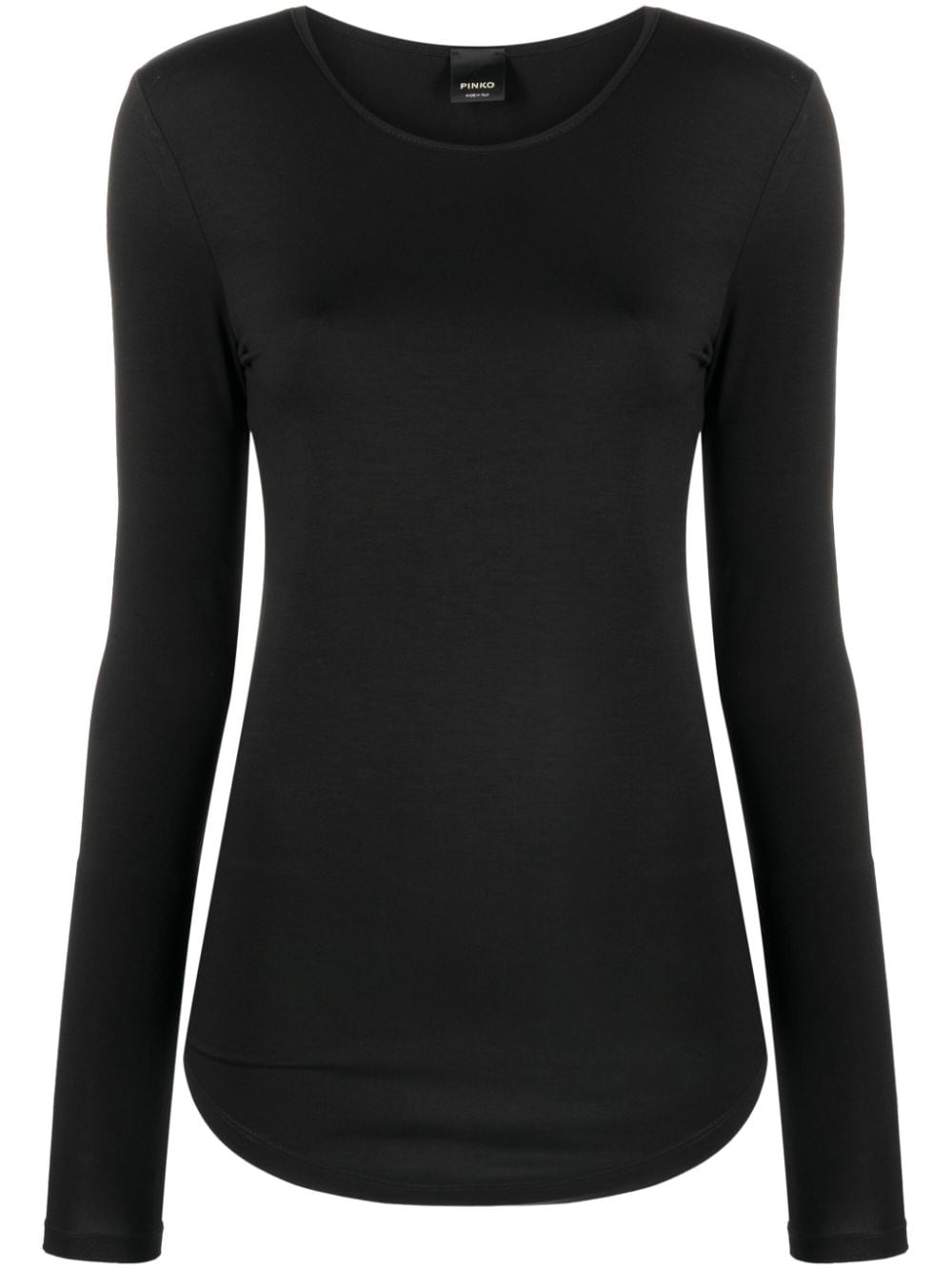 Pinko Logo-embroidered Long-sleeve T-shirt In Black